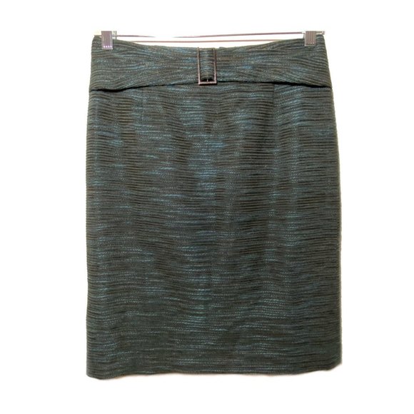 ANTONIO MELANI Dresses & Skirts - Antonio Melani Buckle Accent Pencil Skirt Size 2 Teal Gray EUC